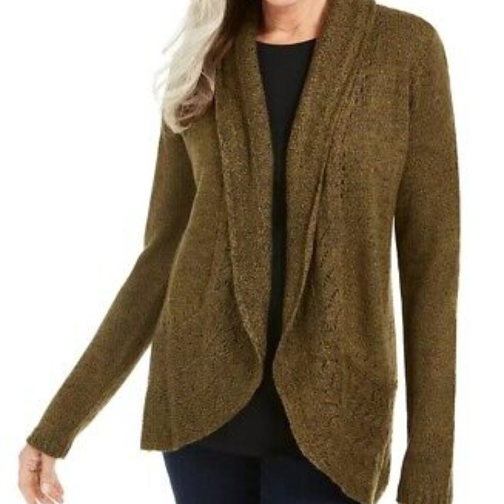 Karen Scott Women's Shawl-Collar Cardigan Green Size Large